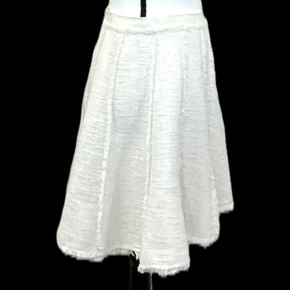 Rebecca Taylor Off-white Paneled Tweed Skirt with Raw Edges, Size 6 - Picture 4 of 6